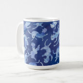 Ming Deep Blue Hemelse Katten Keramische Mok | Omg (Voorkant links)
