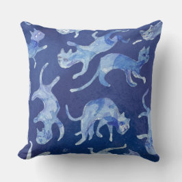 Ming Drijvende Katten Kussen 20" - Achterkant Blau