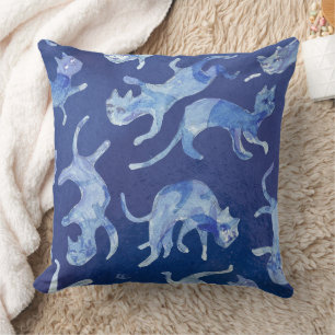 Ming Drijvende Katten Kussen 20" - Achterkant Blau