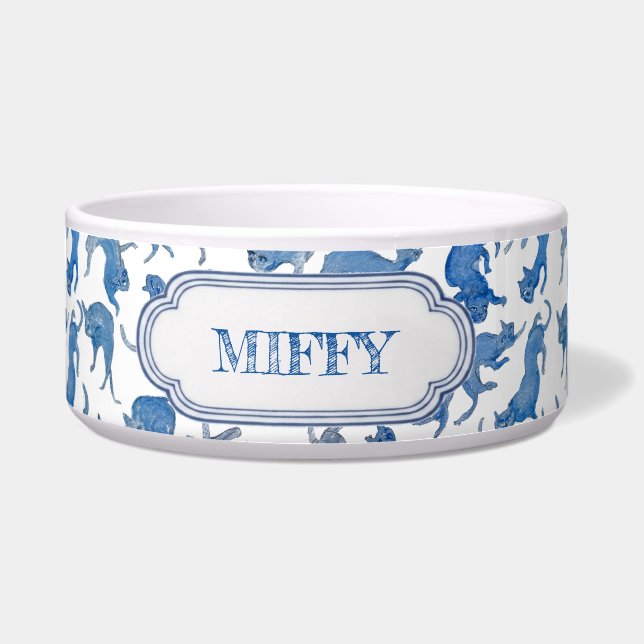 Ming-dynastie Blauw & Witte Drijvende Katten Kom v (Voorkant)