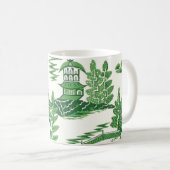 Ming Dynasty Jade Green Pagoda Chinoiserie Koffiemok (Voorkant rechts)