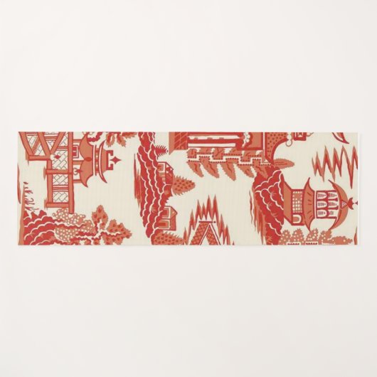 Ming Dynasty Rode Pagode Theetuin Yogamat (Voorkant (horizontaal))