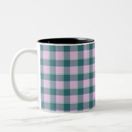 Ming en Melanie geruite roze turquoise Tweekleurige Koffiemok