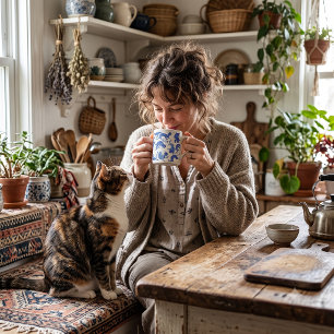 Ming Hemelse Kat Porselein Kunst Keramiek Koffiemok