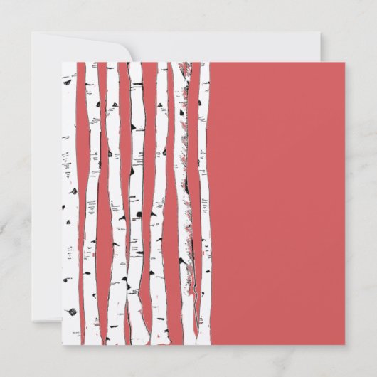 Ming Red Birch Tree Wedding Invitations Kaart (Achterkant)