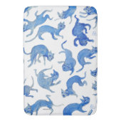 Ming stijl blauw-witte drijvende katten badmat (Voorkant Verticaal)