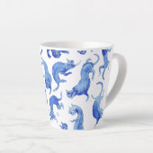 Ming stijl blauwe zwevende katten latte mok (Rechterhoek)