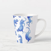 Ming stijl blauwe zwevende katten latte mok (Rechts)