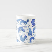 Ming-stijl blauwe zwevende katten mok (Voorkant)
