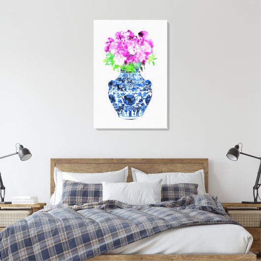 Ming Vase Canvas Afdruk (Insitu (Slaapkamer))