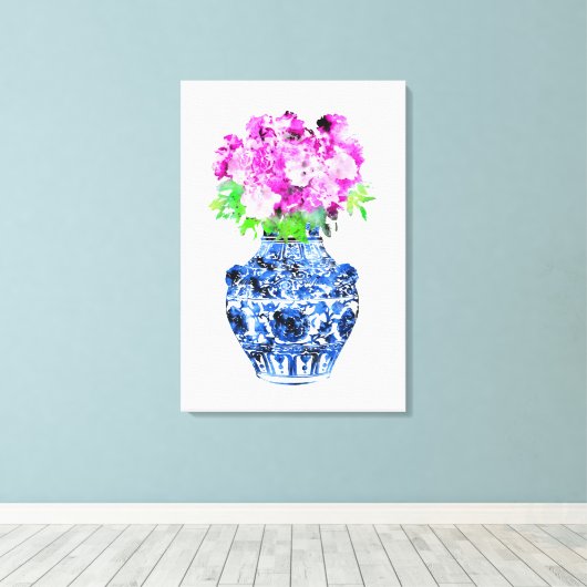 Ming Vase Canvas Afdruk (Insitu (Houten vloer))