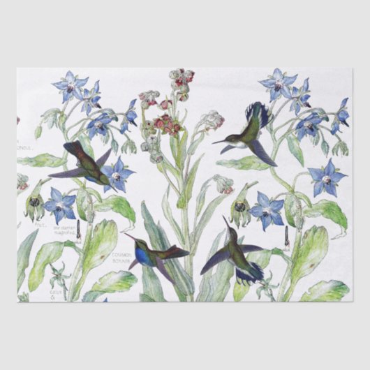 Mingbird Birds Starflower Flowers Tissue Paper Tissuepapier (Voorkant)