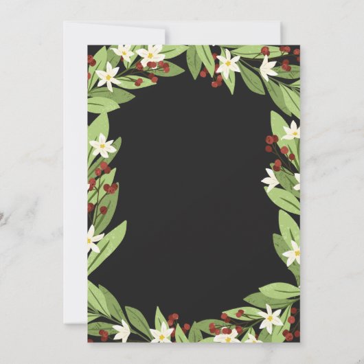 Minge Jingle Bloemen Rode bessen Kerstfeest Kaart (Achterkant)