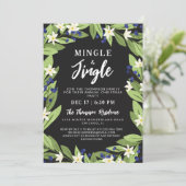 Minge Jingle Bloemenblauwe bessen Kerstfeest Kaart (Staand voorkant)