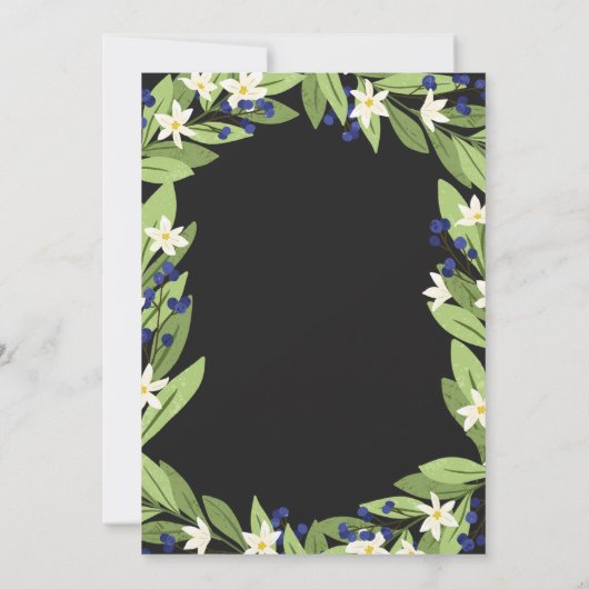 Minge Jingle Bloemenblauwe bessen Kerstfeest Kaart (Achterkant)