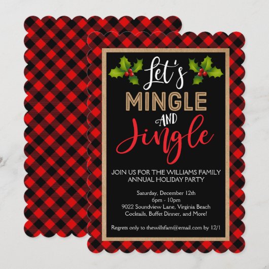 Mingle en Jingle Buffalo met kerstfeest Kaart (Voorkant / Achterkant)