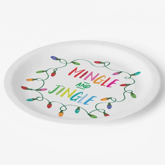 Mingle- en Jingle-kerstlampjes Papieren Bordje (Gekanteld)