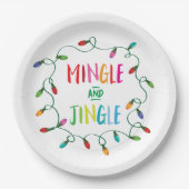 Mingle- en Jingle-kerstlampjes Papieren Bordje (Voorkant)