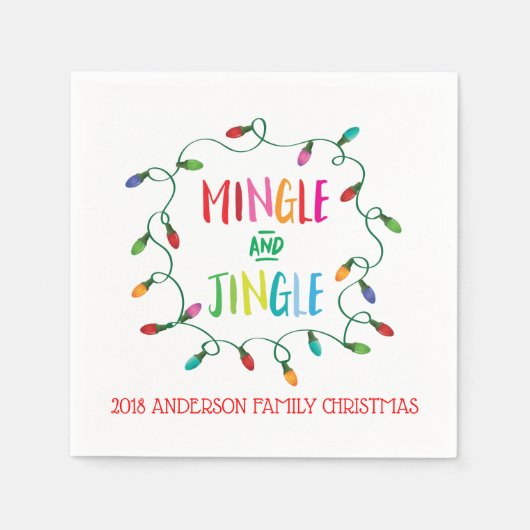 Mingle en Jingle kerstverlichting Servet (Voorkant)