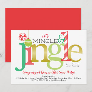Mingle Red Gold Holiday, kerstfeest Kaart