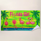 Mingling Flamingo's Florida Meisje Strandlaken (Voorkant)