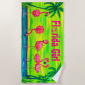 Mingling Flamingo's Florida Meisje Strandlaken (Voorkant)