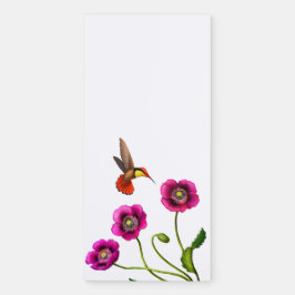 Mingvogel met papaverbloemen Magnetisch Notitieblo Notitieblok