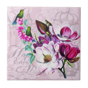 Mingvogels Magnolias Ceramic Tile Tegeltje
