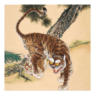 Minhwa Koreaanse Lelijke Tijger  Foto Afdruk