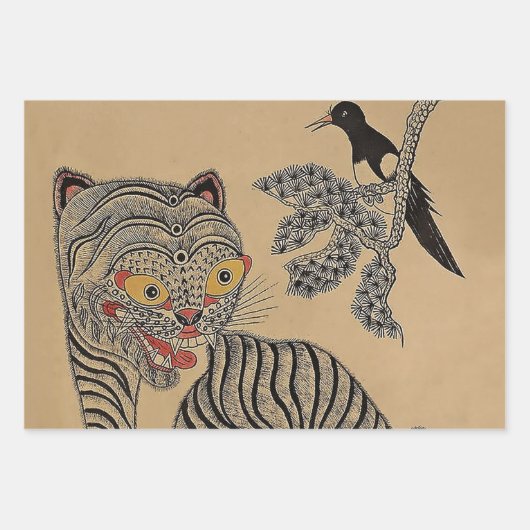 Minhwa Tiger Scroll Inpakpapier Vel (Voorkant 2)