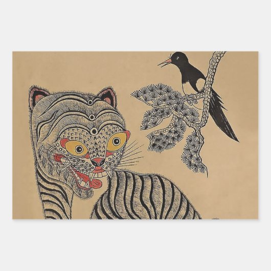 Minhwa Tiger Scroll Inpakpapier Vel (Voorkant)