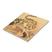  Minhwa Tijger door een stroom Tegeltje (Zijkant)