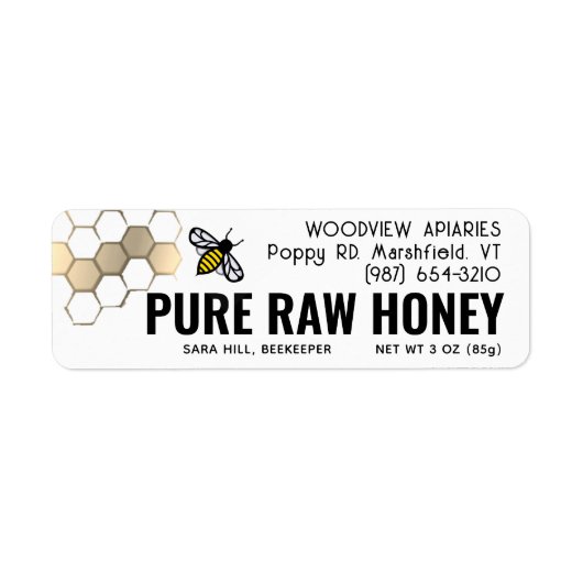 Mini 2,25-inch honinglabel Schattigee bij en goudk Etiket (Voorkant)