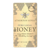Mini 2 "x 3.75" Gold Honey Label met Heraldic Bee (Voorkant)