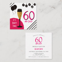 MINI | 60 Sassy Artsy Pink Black Gold Invitation
