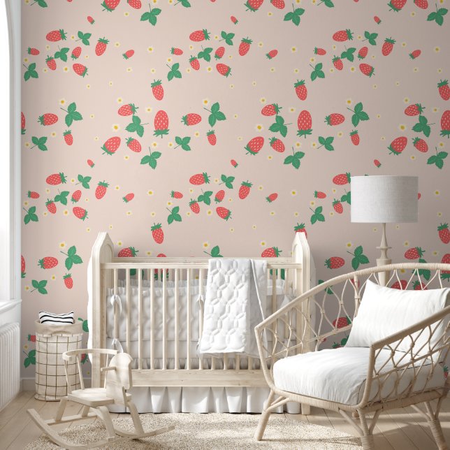 Mini Aardbei Bloesem Behang (Kinderen)
