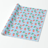 Mini Aardbei Bloesem Cadeaupapier (Uitgerold)
