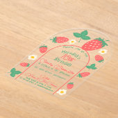 Mini Aardbei Bloesem Kids Verjaardag Uitnodiging (Laagn)