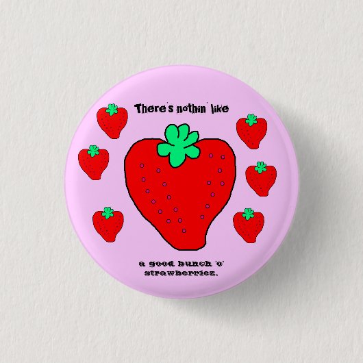 Mini aardbeien knop ronde button 3,2 cm (Voorkant)