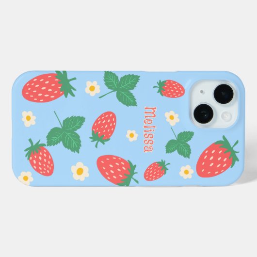 Mini Aardbeienbloesem gepersonaliseerd Case-Mate iPhone Case (Achterkant (horizontaal))