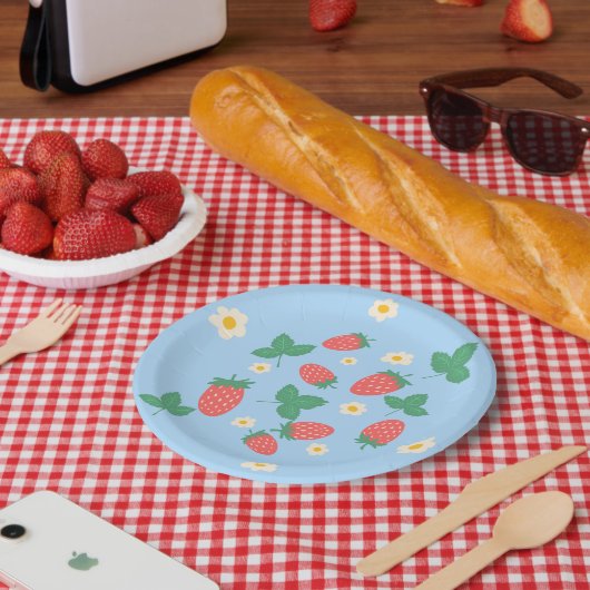 Mini Aardbeienbloesem Papieren Bordje (Picknick)