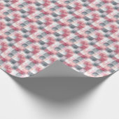 Mini Abstract Geruit Roze en Grijs Cadeaupapier (Hoek)