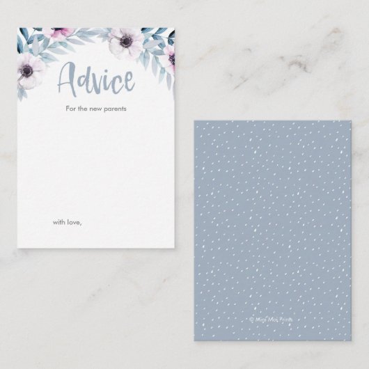 Mini Advice voor nieuwe ouders Baby shower cards Advieskaart (Voorkant / Achterkant)