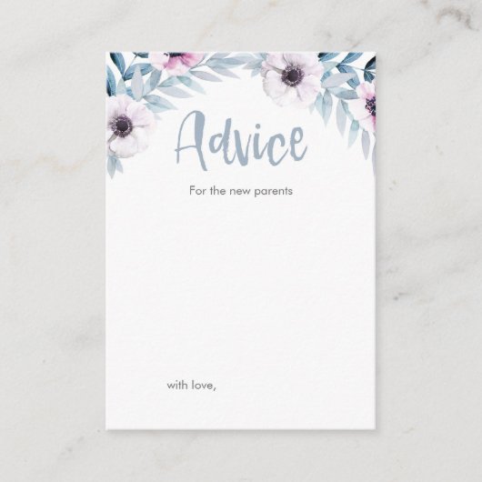 Mini Advice voor nieuwe ouders Baby shower cards Advieskaart (Voorkant)