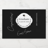 Mini Afstudeer Bedankt Zwart & Wit Sparkling Wijnetiket (Enkel label)