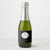 Mini Afstudeer Bedankt Zwart & Wit Sparkling Wijnetiket (Voorkant)