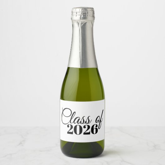 Mini Afstudeer Champagne Fles Etiket Klas van 26 (Voorkant)