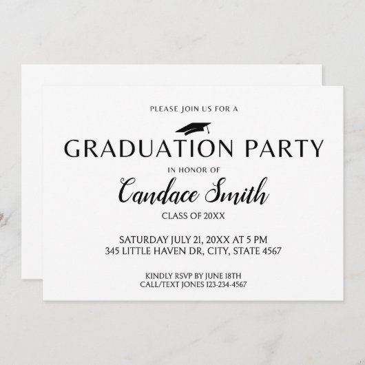 Mini Afstudeerder Uitnodiging Sjabloon - Graduatio (Voorkant / Achterkant)