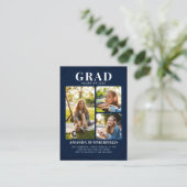 Mini Afstuderen 3 foto's Uitnodiging voor een fees Informatiekaartje (Staand voorkant)