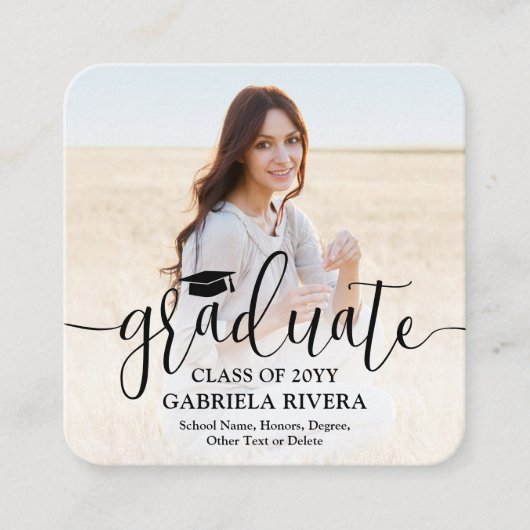 Mini Afstuderen Fotoaankondiging of Uitnodiging Informatiekaartje (Voorkant)